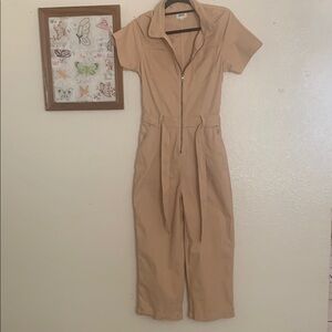 Pact Organic Cotton Jumpsuit with Collared Neckline and Fitted Waist